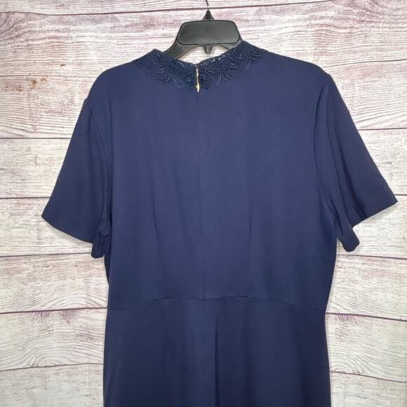 Draper James Navy Blue Lace Peter Pan Collar Ponte Knit Persley Dress Size XXL - Picture 7 of 9